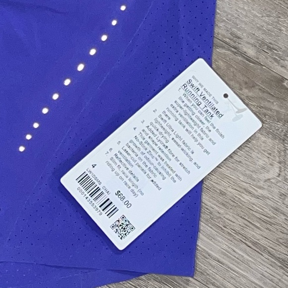 NWT Lululemon Charged Indigo Swift Ventilated Running Tank Size 4 - Picture 9 of 10